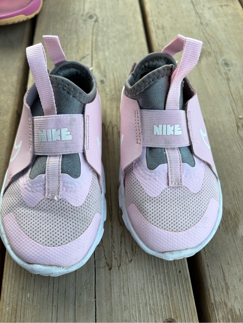 Nike Kids' Light Pink and Gray Slip-On Sneakers